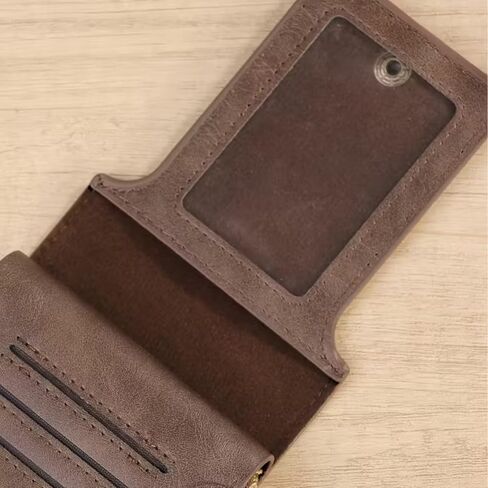 Men's Solid-Color PU Business Wallet, Card Holder with Zipper and Button, Featuring 8 Card Slots and a Large-Capacity Coin Pocket in Saudi Arabia