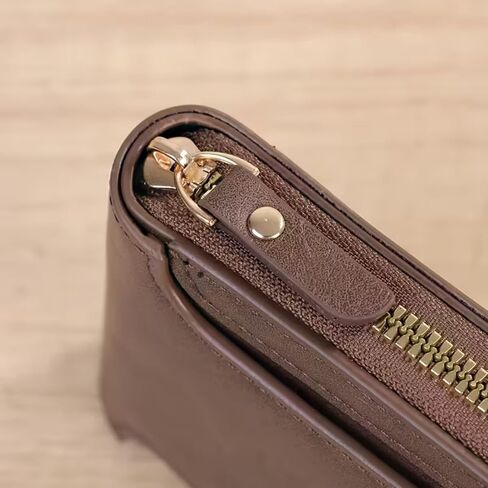 Men's Solid-Color PU Business Wallet, Card Holder with Zipper and Button, Featuring 8 Card Slots and a Large-Capacity Coin Pocket in Saudi Arabia