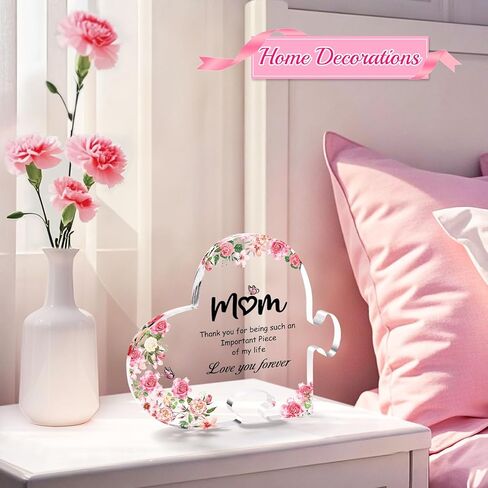 هدايا عيد الحب للأم - هدايا عيد ميلاد الأم zdovivot للأم مع تصميم فريد من نوعه على شكل قلب من الأكريليك لغز تذكار 3.93 × 4.6 في عيد الشكر للأم من ابنة الابن على شكل قلب علامات ديكور المنزل in Kuwait