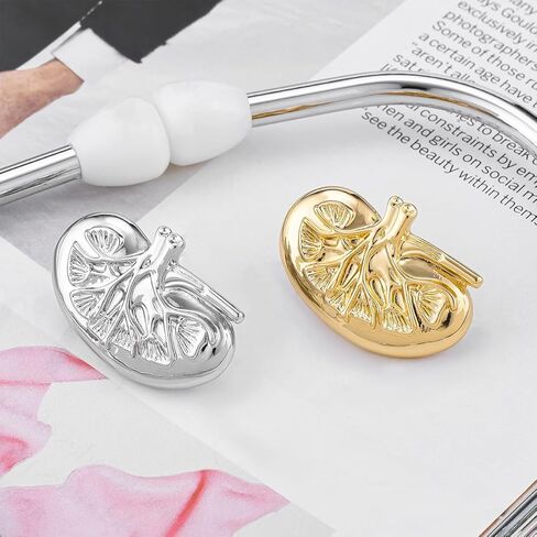 Dr's gift Kidney Anatomy Enamel Brooch Pin Gold Renal Lapel Badge Endocrinology Urology Jewelry for Doctors Nurses Medical Students in Saudi Arabia
