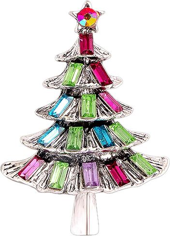 Christmas Tree Brooch Pins for Women Pink Crystal Christmas Tree Pin Rhinestone Corsage Christmas Jewelry Creative Gifts in Saudi Arabia
