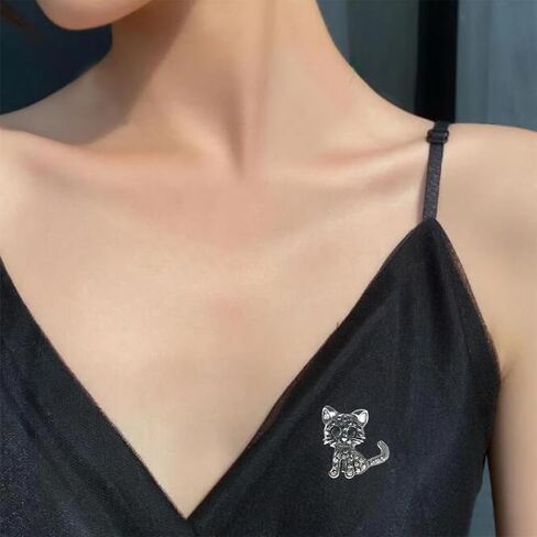 Cute Cat Brooch Pin For Women Vintage Animal Rhinestone Broochs Lapel Pins Scarf Dress Collar Brooch Cat Decorative Gifts in Saudi Arabia