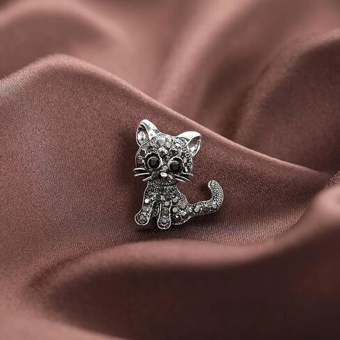 Cute Cat Brooch Pin For Women Vintage Animal Rhinestone Broochs Lapel Pins Scarf Dress Collar Brooch Cat Decorative Gifts in Saudi Arabia