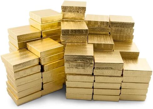 Gold Foil Cotton Filled Jewelry Box #32 (Case of 100) in Saudi Arabia