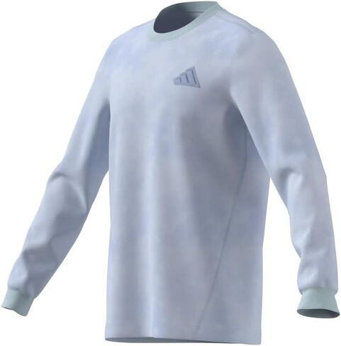 تي شيرت رياضي بأكمام طويلة من Adidas للرجال، باللون الأزرق/السماوي، مقاس كبير/طويل in Kuwait