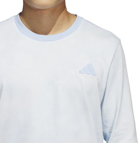 تي شيرت رياضي بأكمام طويلة من Adidas للرجال، باللون الأزرق/السماوي، مقاس كبير/طويل in Kuwait