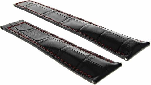 Ewatchparts 22mm Leather Watch Band Strap Compatible With Tag Heuer Carrera Calibre 11 16 1887 5037 Black Red in Saudi Arabia