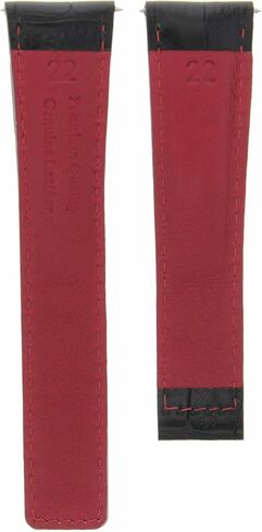 Ewatchparts 22mm Leather Watch Band Strap Compatible With Tag Heuer Carrera Calibre 11 16 1887 5037 Black Red in Saudi Arabia
