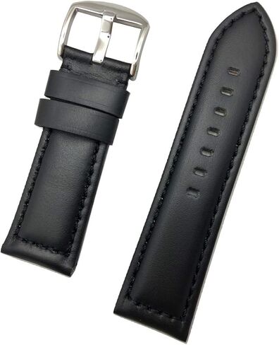 NewLife 26mm Black Leather Watchband Compatible with Panerai Watch | Solid, Smooth Padded Replacement Wrist Watchstrap Bracelet that brings to Any Watch (Mens Standard Length) in Saudi Arabia