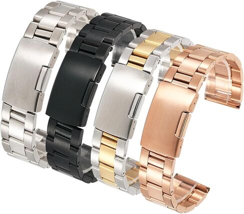 Stainless Steel Strap 18mm-30mm Folding Buckle Watch Band Unisex Compatible With Traditional Or Smart Watches in Saudi Arabia