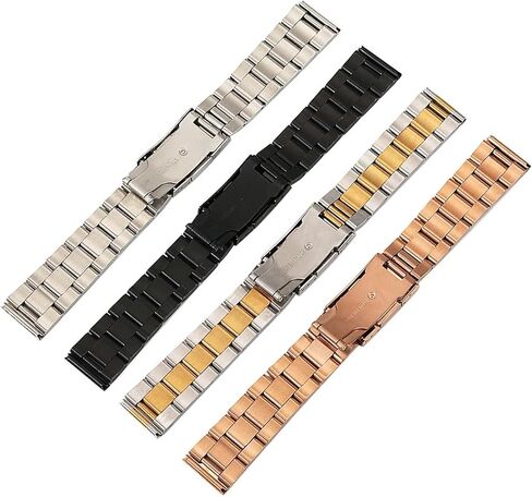 Stainless Steel Strap 18mm-30mm Folding Buckle Watch Band Unisex Compatible With Traditional Or Smart Watches in Saudi Arabia