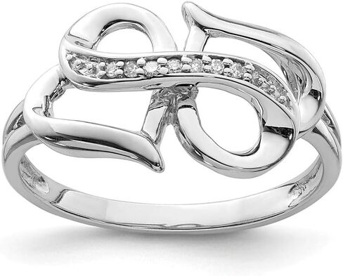 Solid Sterling Silver Rhodium Diamond Infinity Symbol Heart Ring in Saudi Arabia