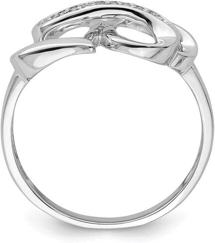 Solid Sterling Silver Rhodium Diamond Infinity Symbol Heart Ring in Saudi Arabia