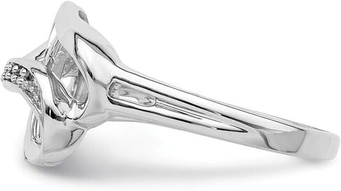 Solid Sterling Silver Rhodium Diamond Infinity Symbol Heart Ring in Saudi Arabia