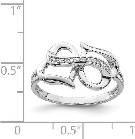 Solid Sterling Silver Rhodium Diamond Infinity Symbol Heart Ring in Saudi Arabia