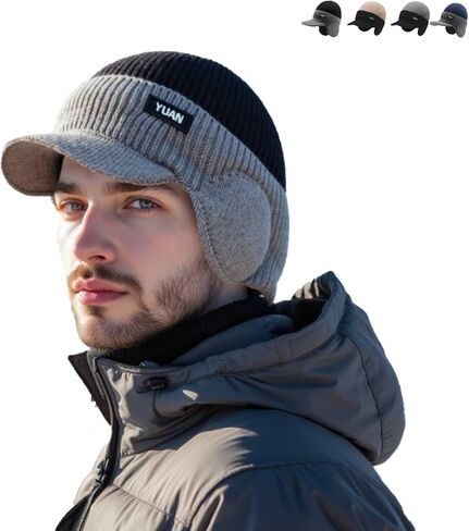 Windproof Thermal Cap with Visor, Ultimate Winter Cold Caps Hat Mens, Cap with Ear Flaps for All-Day Wear in Saudi Arabia