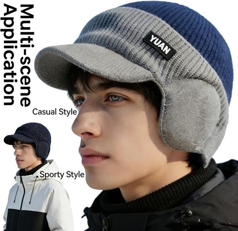 Windproof Thermal Cap with Visor, Ultimate Winter Cold Caps Hat Mens, Cap with Ear Flaps for All-Day Wear in Saudi Arabia
