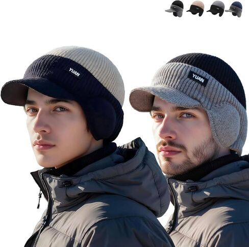 Windproof Thermal Cap with Visor, Ultimate Winter Cold Caps Hat Mens, Cap with Ear Flaps for All-Day Wear in Saudi Arabia