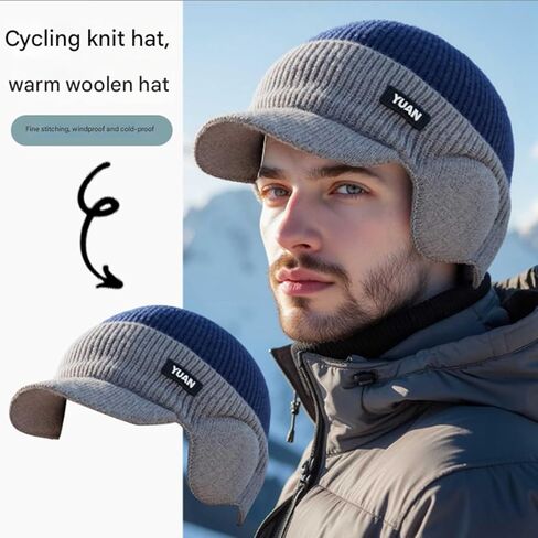 Windproof Thermal Cap with Visor, Ultimate Winter Cold Caps Hat Mens, Cap with Ear Flaps for All-Day Wear in Saudi Arabia