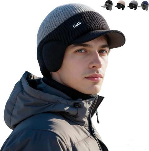 Windproof Thermal Cap with Visor, Ultimate Winter Cold Caps Hat Mens, Cap with Ear Flaps for All-Day Wear in Saudi Arabia