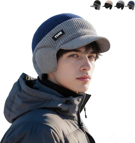 Windproof Thermal Cap with Visor, Ultimate Winter Cold Caps Hat Mens, Cap with Ear Flaps for All-Day Wear in Saudi Arabia