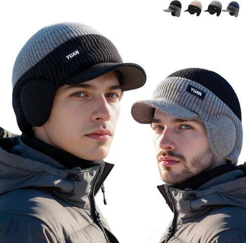 Windproof Thermal Cap with Visor, Ultimate Winter Cold Caps Hat Mens, Cap with Ear Flaps for All-Day Wear in Saudi Arabia