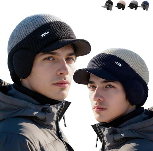 Windproof Thermal Cap with Visor, Ultimate Winter Cold Caps Hat Mens, Cap with Ear Flaps for All-Day Wear in Saudi Arabia