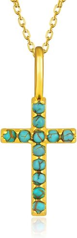 Genuine Turquoise Cross Necklace 925 Sterling Silver Turquoise Necklace Vintage Western Religious Cross Turquoise Jewelry for Women in Saudi Arabia