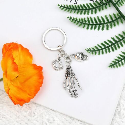 Horror Keychain,Skeleton Keychain with Coffee Cup Charm,I Ran on Coffee and Horror Movies,Gothic Gift for Women Men in Saudi Arabia