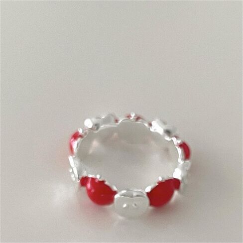 Kokoma Cute Red Apple Ring for Women Sweet Fruit Enamel Open Statement Ring Bands Stacking Adjustable Finger Band Dainty Jewelry in Saudi Arabia