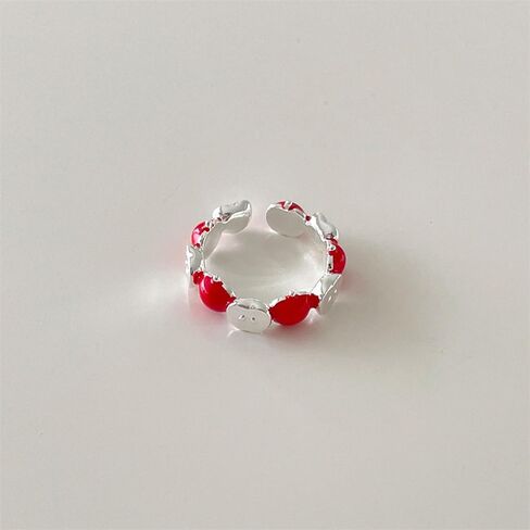 Kokoma Cute Red Apple Ring for Women Sweet Fruit Enamel Open Statement Ring Bands Stacking Adjustable Finger Band Dainty Jewelry in Saudi Arabia
