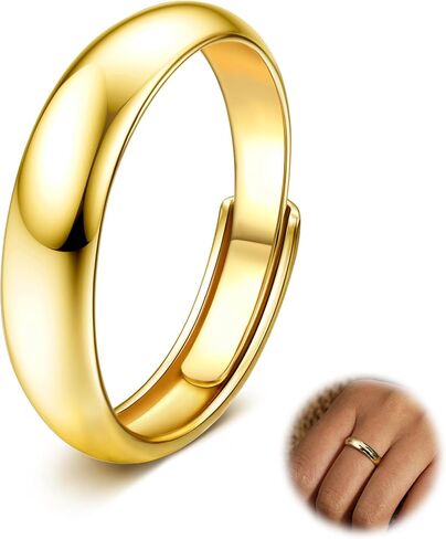 Gold Rings 14K Gold Filled Band Weddings for Women Gold Stacking Rings Simple Plain Dome Stackable Gold Statement Thin Thumb Pinky Ring 3/4/5/6MM in Saudi Arabia