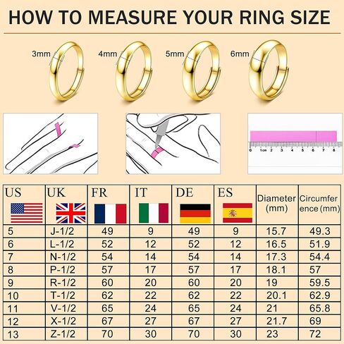 Gold Rings 14K Gold Filled Band Weddings for Women Gold Stacking Rings Simple Plain Dome Stackable Gold Statement Thin Thumb Pinky Ring 3/4/5/6MM in Saudi Arabia