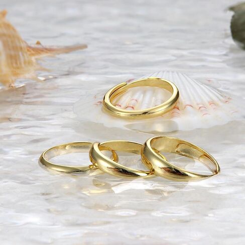 Gold Rings 14K Gold Filled Band Weddings for Women Gold Stacking Rings Simple Plain Dome Stackable Gold Statement Thin Thumb Pinky Ring 3/4/5/6MM in Saudi Arabia
