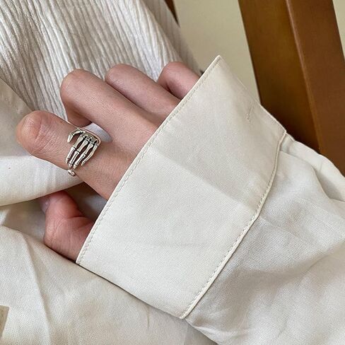 Skeleton Hand Ring - Gothic Minimalist Jewelry for Women & Men, Stackable Vintage Ring for Halloween in Saudi Arabia
