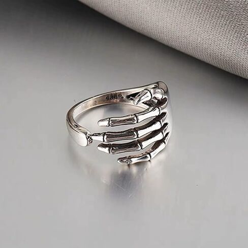 Skeleton Hand Ring - Gothic Minimalist Jewelry for Women & Men, Stackable Vintage Ring for Halloween in Saudi Arabia