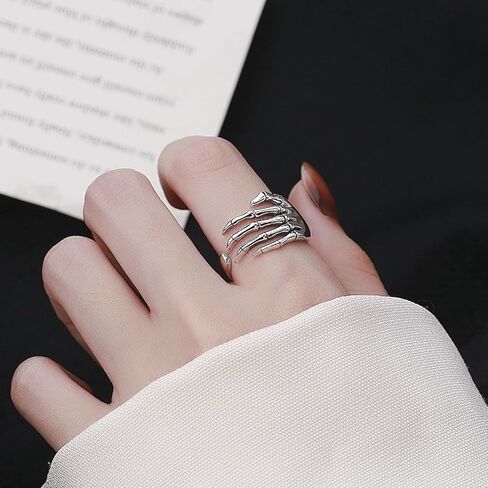 Skeleton Hand Ring - Gothic Minimalist Jewelry for Women & Men, Stackable Vintage Ring for Halloween in Saudi Arabia