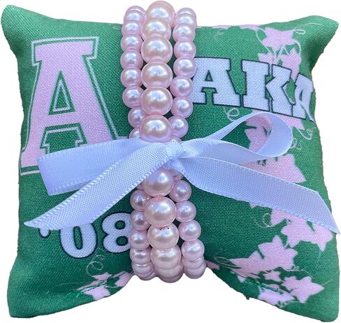 AKA Sorority Bracelets on Personalized 4in. sq Jewelry Pillow (Rhinestone w/Personalization) in Saudi Arabia