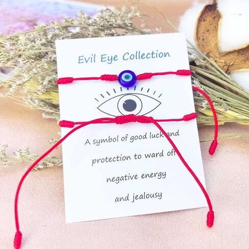 7 Knot Evil Eye Bracelets for Women, Adjustable Lucky Red String Protection Gifts Bracelet Set for Women Men in Saudi Arabia