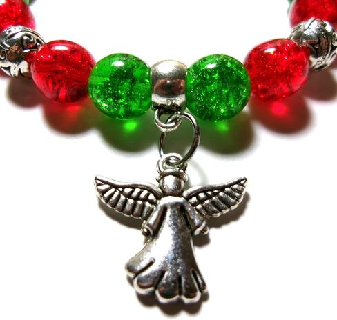 Genuine Czech Glass Beads Christmas Angel Stretch Bracelet with Silver Accent Beads, 10 mm in Saudi Arabia