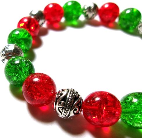 Genuine Czech Glass Beads Christmas Angel Stretch Bracelet with Silver Accent Beads, 10 mm in Saudi Arabia
