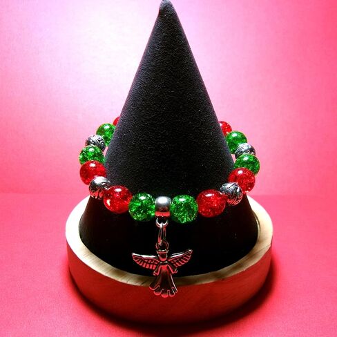 Genuine Czech Glass Beads Christmas Angel Stretch Bracelet with Silver Accent Beads, 10 mm in Saudi Arabia
