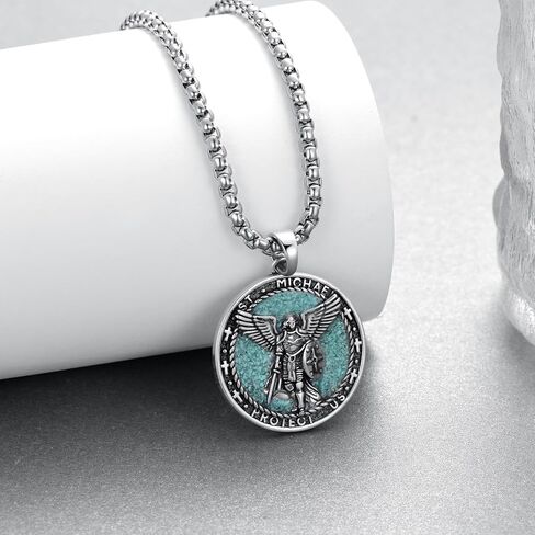 St Michael Pendant for Men 925 Sterling Silver St Michael Necklace Amulet Pendent Necklace Religious Jewelry Gifts for Men in Saudi Arabia