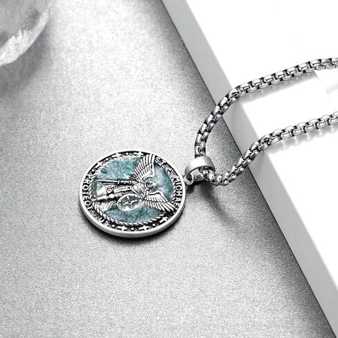 St Michael Pendant for Men 925 Sterling Silver St Michael Necklace Amulet Pendent Necklace Religious Jewelry Gifts for Men in Saudi Arabia