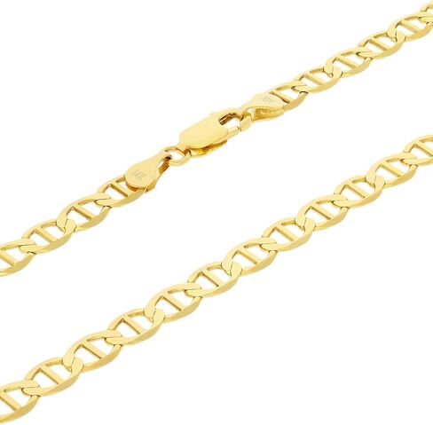 Nuragold 14k Real Yellow Gold Solid Mariner 4mm Chain Anchor Link Necklace (16"-24") Italian Jewelry for Men in Saudi Arabia