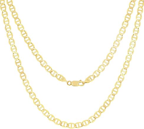 Nuragold 14k Real Yellow Gold Solid Mariner 4mm Chain Anchor Link Necklace (16"-24") Italian Jewelry for Men in Saudi Arabia