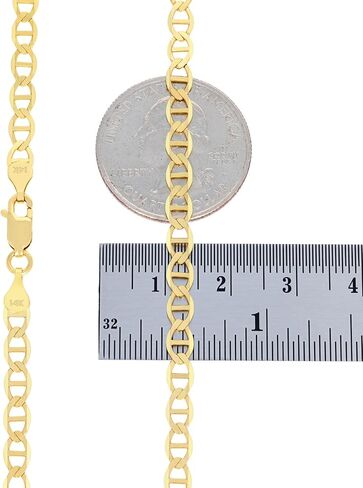 Nuragold 14k Real Yellow Gold Solid Mariner 4mm Chain Anchor Link Necklace (16"-24") Italian Jewelry for Men in Saudi Arabia