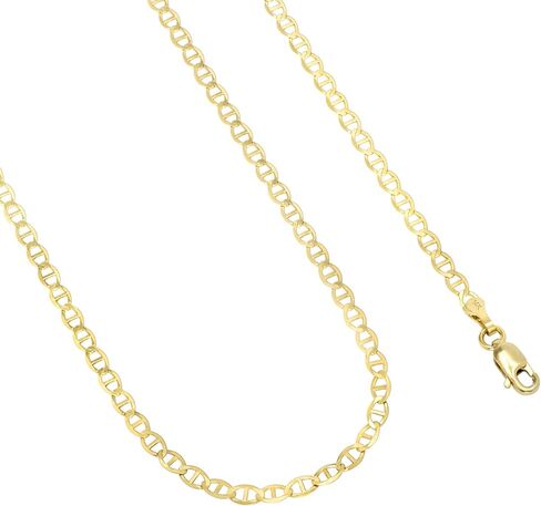Nuragold 14k Real Yellow Gold Solid Mariner 4mm Chain Anchor Link Necklace (16"-24") Italian Jewelry for Men in Saudi Arabia