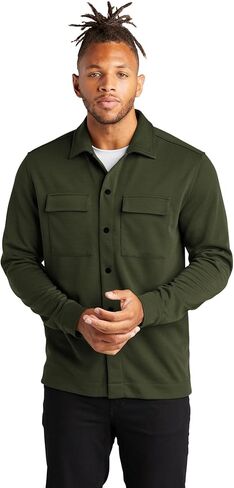 Unisex Double-Knit Snap Front Jacket | Button Up Shacket for Men & Women, Collared Overshirt for Casual Wear in Saudi Arabia