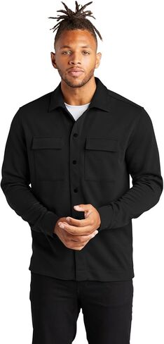 Unisex Double-Knit Snap Front Jacket | Button Up Shacket for Men & Women, Collared Overshirt for Casual Wear in Saudi Arabia